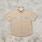 Silver Foil Print Short Plaid Sleeve Shirt | Cotton Blend Fabric Loose Fit | OEM Streetwear