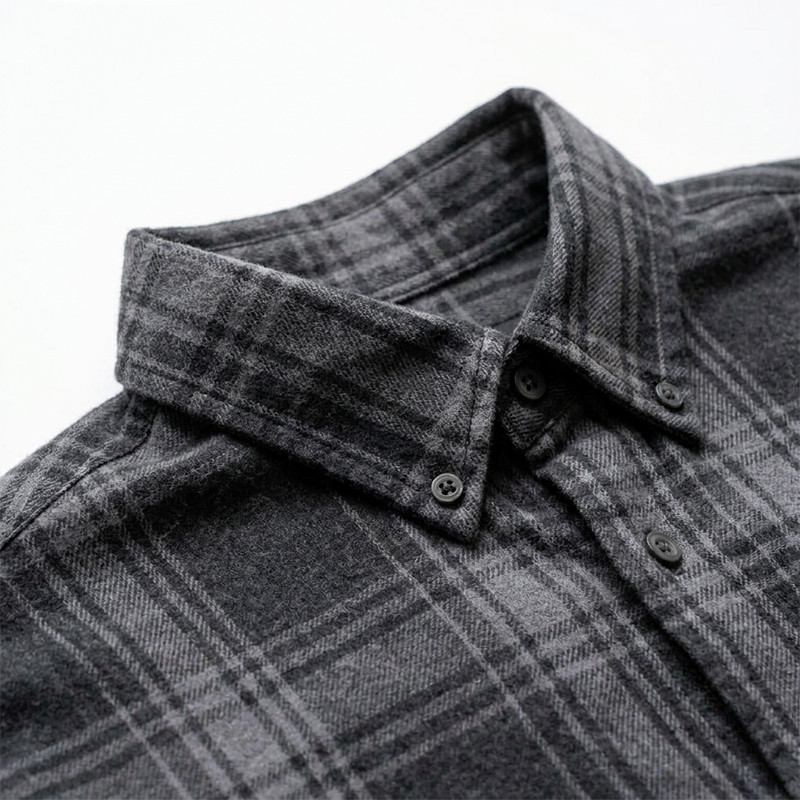 Silver Foil Print Short Plaid Sleeve Shirt