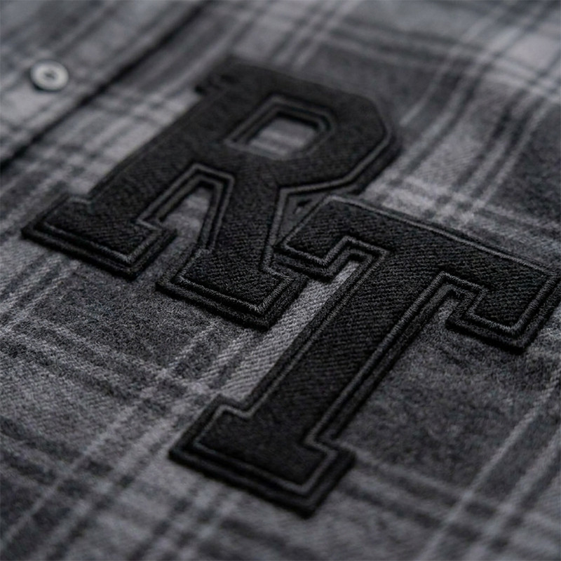 Short Sleeve Plaid Shirt With RT Applique