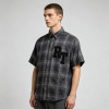 Short Sleeve Plaid Shirt With RT Applique | Boxy Loose Fit | Daily Casual Street Outfit | Custom Streetwear