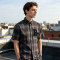 Short Sleeve Plaid Shirt With RT Applique | Boxy Loose Fit | Daily Casual Street Outfit | Custom Streetwear