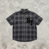 Short Sleeve Plaid Shirt With RT Applique | Boxy Loose Fit | Daily Casual Street Outfit | Custom Streetwear