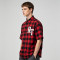 Plaid Puff Print Short Sleeve Shirt | Cotton Blend Oversize Fit | Daily Street Casual Wear | OEM Streetwear