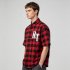 Plaid Puff Print Short Sleeve Shirt | Cotton Blend Oversize Fit | Daily Street Casual Wear | OEM Streetwear