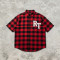 Plaid Puff Print Short Sleeve Shirt | Cotton Blend Oversize Fit | Daily Street Casual Wear | OEM Streetwear
