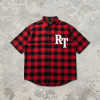 Plaid Puff Print Short Sleeve Shirt | Cotton Blend Oversize Fit | Daily Street Casual Wear | OEM Streetwear