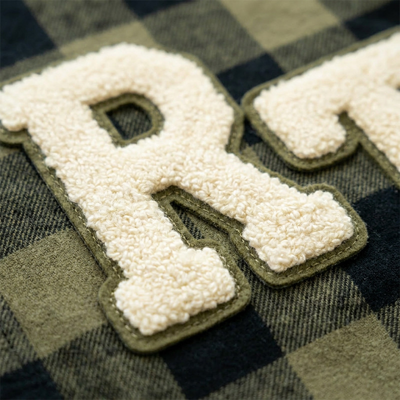 Towel Embroidery Applique Buffalo Plaid Shirt