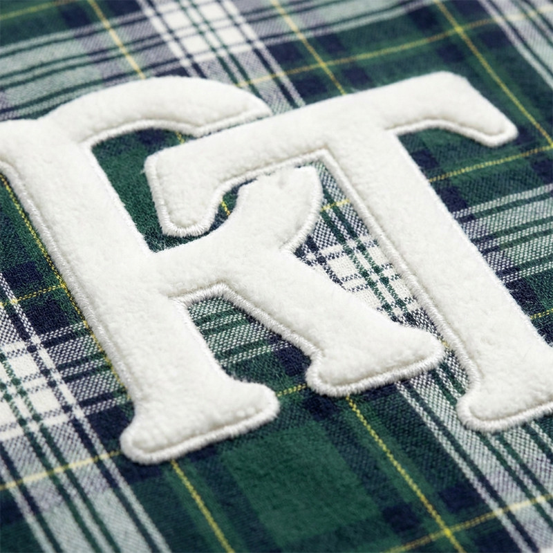 Plaid Applique Short Sleeve Shirt