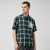 Plaid Applique Short Sleeve Shirt | Cotton Blend Woven Fabric | Daily Street Casual Wear | Custom Streetwear