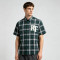 Plaid Applique Short Sleeve Shirt | Cotton Blend Woven Fabric | Daily Street Casual Wear | Custom Streetwear