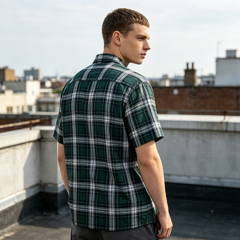 Plaid Applique Short Sleeve Shirt