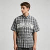 Plaid Puff Print Short Sleeve Shirt | Cotton Blend Oversize Button Down | Daily Street Casual Wear | OEM Streetwear