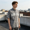 Plaid Puff Print Short Sleeve Shirt | Cotton Blend Oversize Button Down | Daily Street Casual Wear | OEM Streetwear