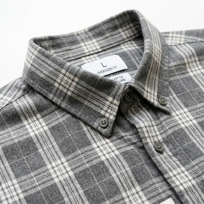 Plaid Puff Print Short Sleeve Shirt