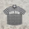 Plaid Puff Print Short Sleeve Shirt | Cotton Blend Oversize Button Down | Daily Street Casual Wear | OEM Streetwear