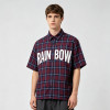 Short Sleeve Plaid Shirt With Silicone Print | Boxy Fit | Cotton Blend Plaid Fabric | OEM Streetwear