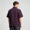 Short Sleeve Plaid Shirt With Silicone Print | Boxy Fit | Cotton Blend Plaid Fabric | OEM Streetwear
