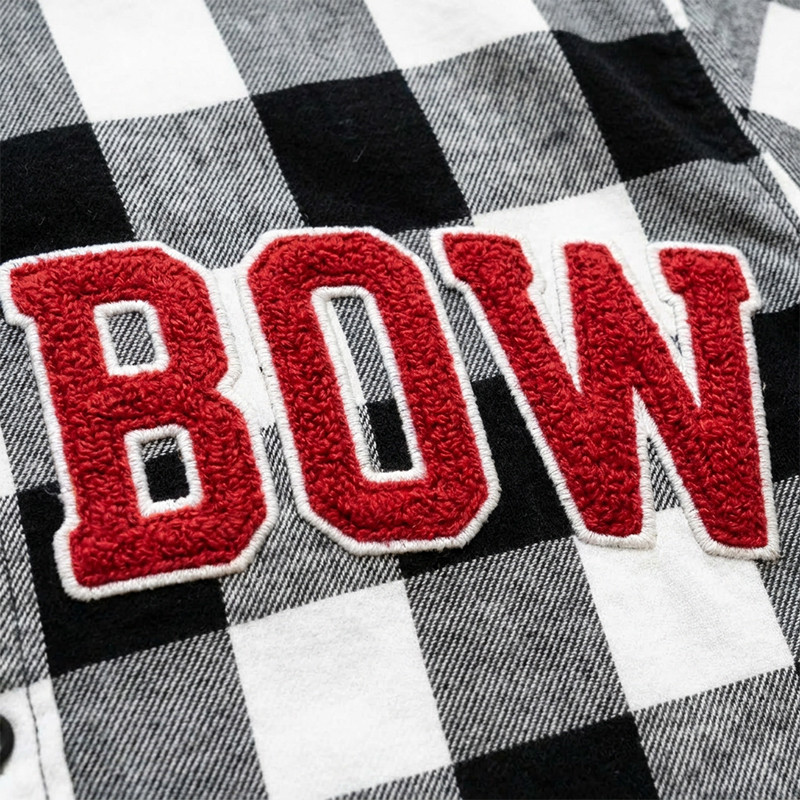Applique Embroidery Buffalo Plaid Short Sleeve Shirt