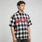 Applique Embroidery Buffalo Plaid Short Sleeve Shirt | Boxy Oversized Fit | Streetwear Manufacturer