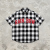 Applique Embroidery Buffalo Plaid Short Sleeve Shirt | Boxy Oversized Fit | Streetwear Manufacturer