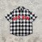 Applique Embroidery Buffalo Plaid Short Sleeve Shirt | Boxy Oversized Fit | Streetwear Manufacturer