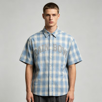 Rhinestone Plaid Short Sleeve Shirt | Loose Boxy Fit | Street Daily Casual Wear | Streetwear Manufacturer