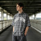 Silicone Print Plaid Short Sleeve Shirt | 3D Raised Silicone Logo | Cotton Plaid Woven Fabric | OEM Streetwear