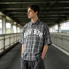 Silicone Print Plaid Short Sleeve Shirt | 3D Raised Silicone Logo | Cotton Plaid Woven Fabric | OEM Streetwear