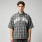 Silicone Print Plaid Short Sleeve Shirt | 3D Raised Silicone Logo | Cotton Plaid Woven Fabric | OEM Streetwear