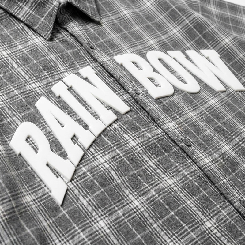 Silicone Print Plaid Short Sleeve Shirt