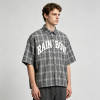 Silicone Print Plaid Short Sleeve Shirt | 3D Raised Silicone Logo | Cotton Plaid Woven Fabric | OEM Streetwear