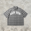 Silicone Print Plaid Short Sleeve Shirt | 3D Raised Silicone Logo | Cotton Plaid Woven Fabric | OEM Streetwear