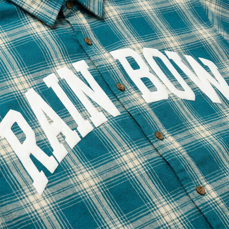 Puff Print Tartan Plaid Short Sleeve Shirt