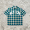 Puff Print Tartan Plaid Short Sleeve Shirt | Oversized Boxy Loose Fit | Street Casual Daily Outfit | Custom Streetwear