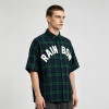 Plaid Towel Embroidery Short Sleeve Shirt | Plaid Fabric Loose Boxy Fit | Daily Street Casual Wear | Custom Streetwear