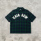 Plaid Towel Embroidery Short Sleeve Shirt | Plaid Fabric Loose Boxy Fit | Daily Street Casual Wear | Custom Streetwear
