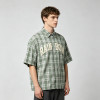 Towel Embroidery Plaid Short Sleeve Shirt | Relaxed Oversized Fit | Breathable Cotton Plaid Fabric | Clothing Manufacturer