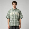 Towel Embroidery Plaid Short Sleeve Shirt | Relaxed Oversized Fit | Breathable Cotton Plaid Fabric | Clothing Manufacturer