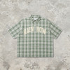 Towel Embroidery Plaid Short Sleeve Shirt | Relaxed Oversized Fit | Breathable Cotton Plaid Fabric | Clothing Manufacturer