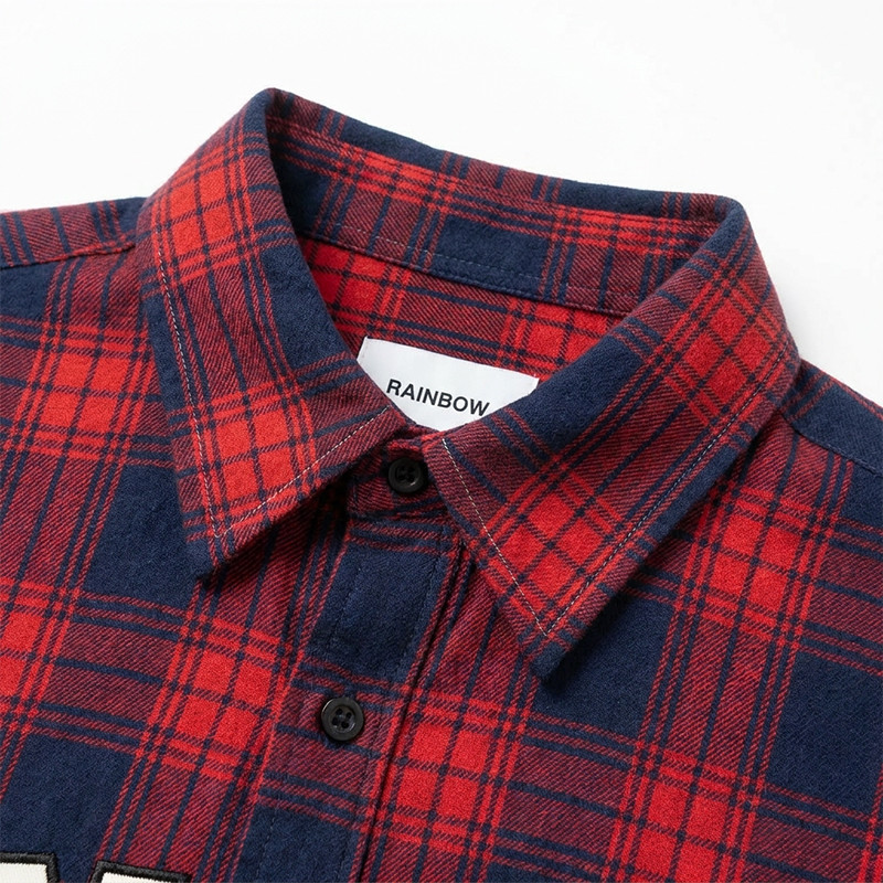 Applique Plaid Short Sleeve Shirt