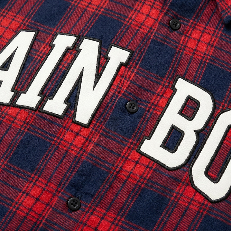 Applique Plaid Short Sleeve Shirt