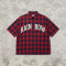 Applique Plaid Short Sleeve Shirt | Boxy Oversized Fit | Street Daily Casual Wear | OEM Streetwear