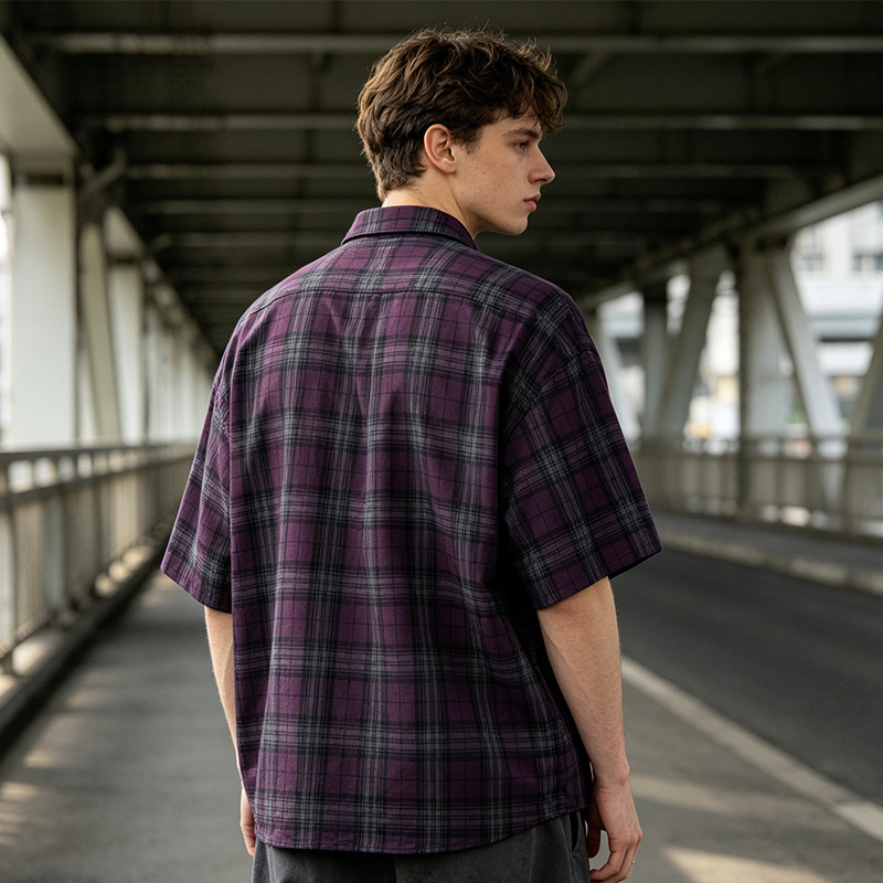 Rhinestone Hotfix Plaid Short Sleeve Shirt