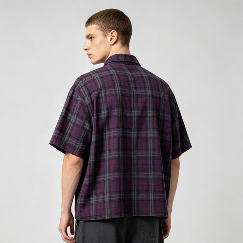 Rhinestone Hotfix Plaid Short Sleeve Shirt | Street Casual Daily Outfit | Clothing Manufacturer