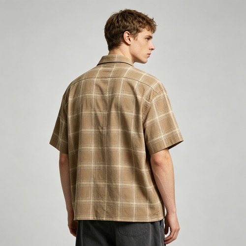 Puff Print Plaid Short Sleeve Shirt | Loose Boxy Fit | Street Casual Daily Wear | Custom Streetwear