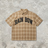 Puff Print Plaid Short Sleeve Shirt | Loose Boxy Fit | Street Casual Daily Wear | Custom Streetwear