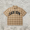 Puff Print Plaid Short Sleeve Shirt | Loose Boxy Fit | Street Casual Daily Wear | Custom Streetwear