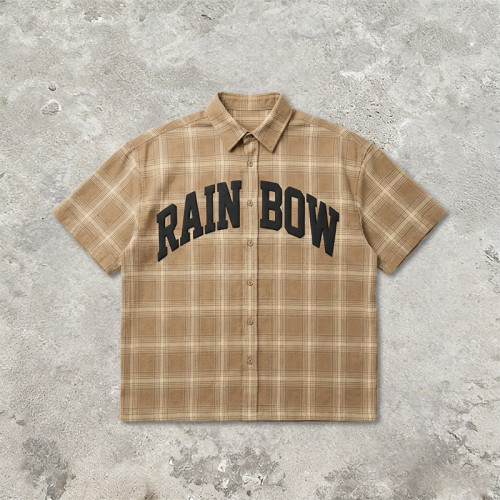 Puff Print Plaid Short Sleeve Shirt | Loose Boxy Fit | Street Casual Daily Wear | Custom Streetwear