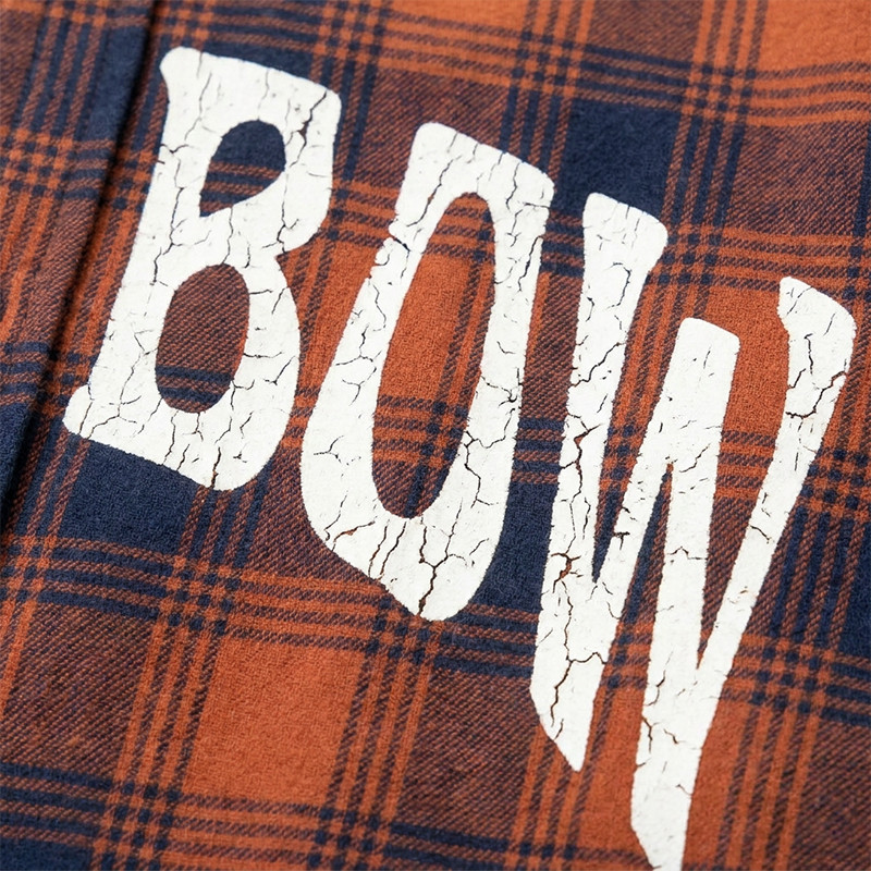 Short Sleeve Plaid Screen Print Shirt