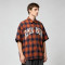 Short Sleeve Plaid Screen Print Shirt | Vintage Crack Print | Daily Street Outfit | OEM Streetwear